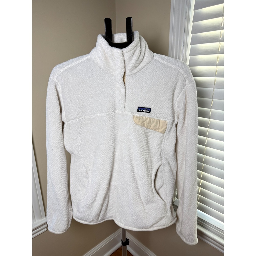 Patagonia Womens Re-Tool Snap-T Fleece Pullover Jacket Cream White Large 25442